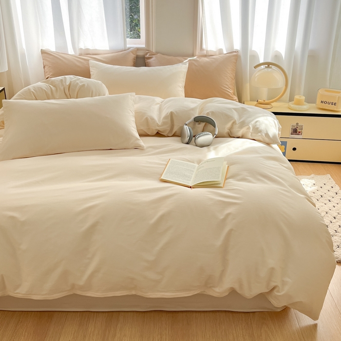 91家纺网 家纺一手货源 找家纺 耀悦家纺 2026春夏新款60支纯棉四件套长绒棉全棉纯棉四件套床单被套枕套 暖阳黄