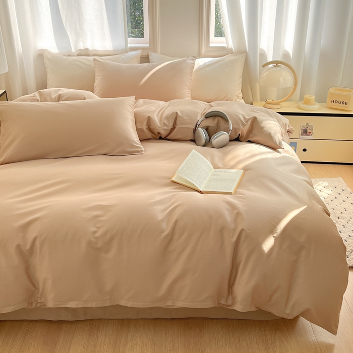 91家纺网 家纺一手货源 找家纺 耀悦家纺 2026春夏新款60支纯棉四件套长绒棉全棉纯棉四件套床单被套枕套 复古咖