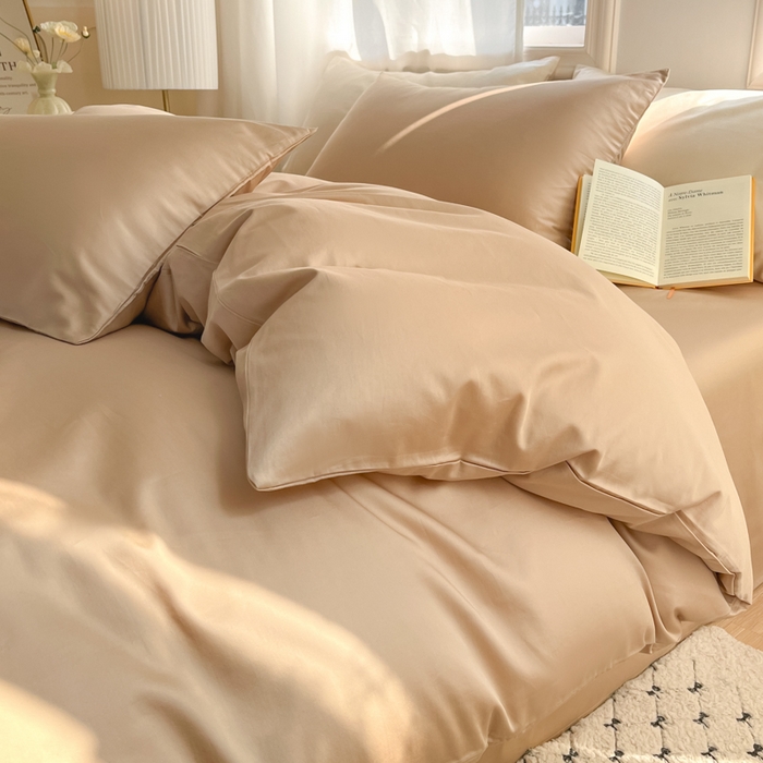 91家纺网 家纺一手货源 找家纺 耀悦家纺 2026春夏新款60支纯棉四件套长绒棉全棉纯棉四件套床单被套枕套 复古咖