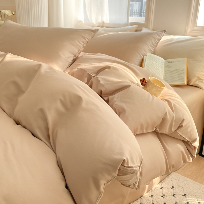 91家纺网 家纺一手货源 找家纺 耀悦家纺 2026春夏新款60支纯棉四件套长绒棉全棉纯棉四件套床单被套枕套 复古咖