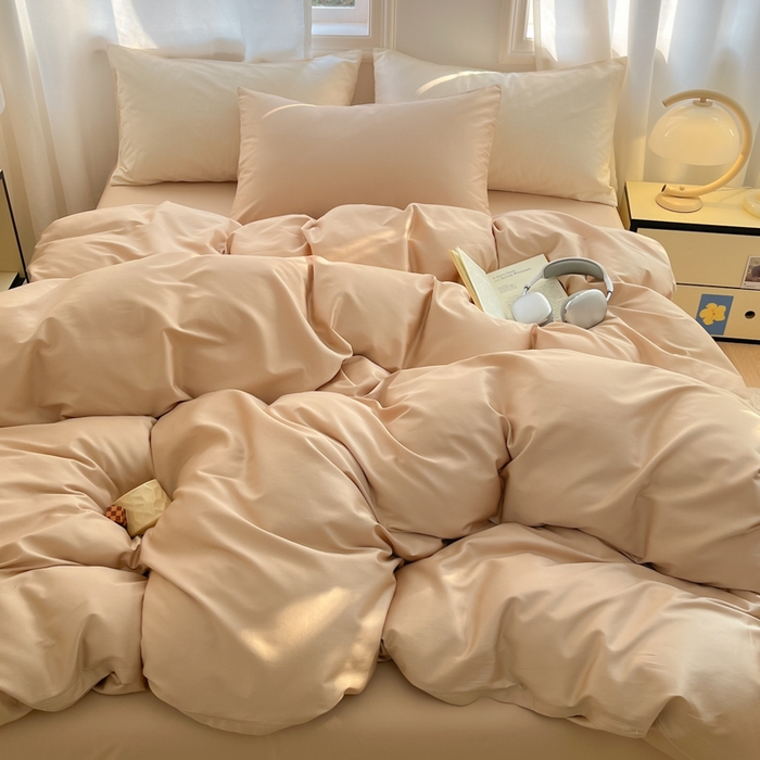 91家纺网 家纺一手货源 找家纺 耀悦家纺 2026春夏新款60支纯棉四件套长绒棉全棉纯棉四件套床单被套枕套 复古咖