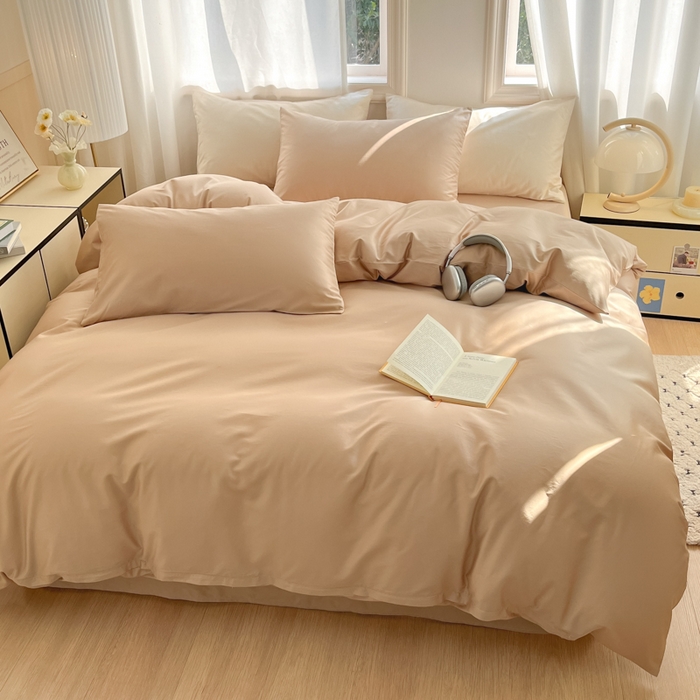 91家纺网 家纺一手货源 找家纺 耀悦家纺 2026春夏新款60支纯棉四件套长绒棉全棉纯棉四件套床单被套枕套 复古咖