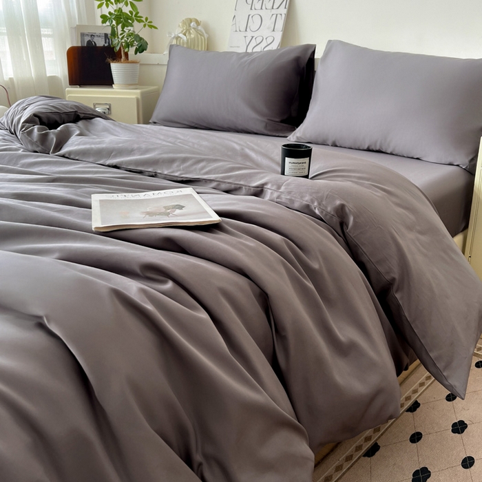 91家纺网 家纺一手货源 找家纺 耀悦家纺 2026春夏新款60支纯棉四件套长绒棉全棉纯棉四件套床单被套枕套 帝都灰