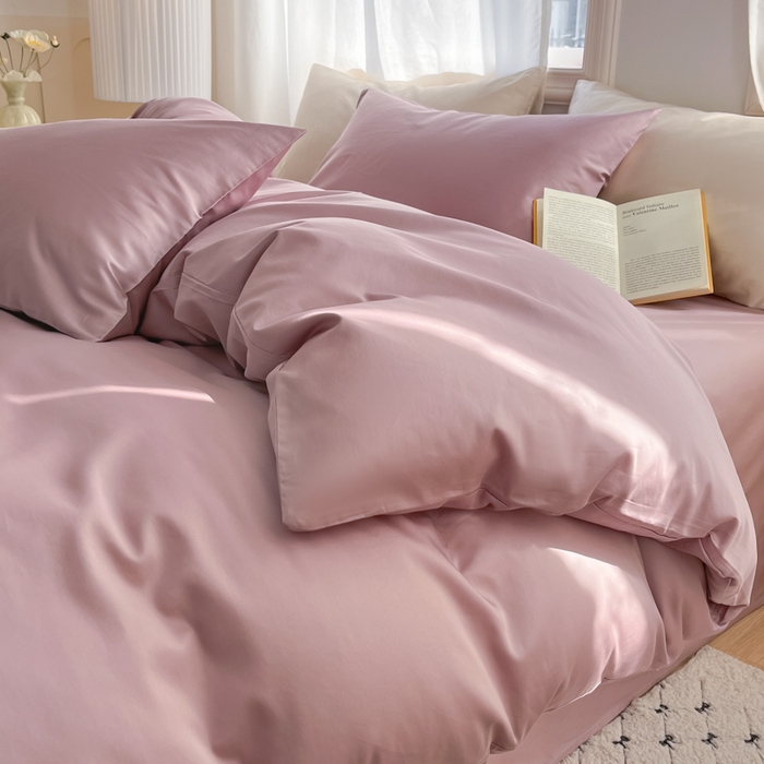 91家纺网 家纺一手货源 找家纺 耀悦家纺 2026春夏新款60支纯棉四件套长绒棉全棉纯棉四件套床单被套枕套 优雅紫