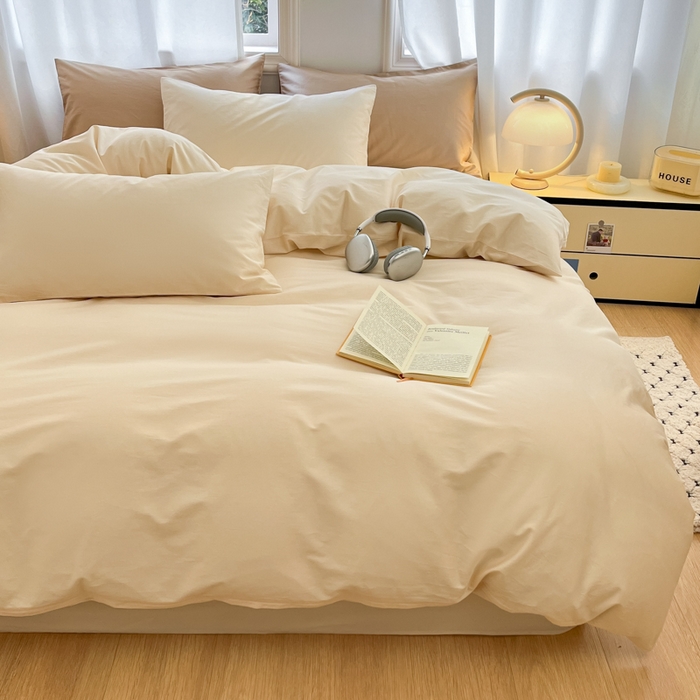 91家纺网 家纺一手货源 找家纺 耀悦家纺 2026春夏新款60支纯棉四件套长绒棉全棉纯棉四件套床单被套枕套 暖阳黄