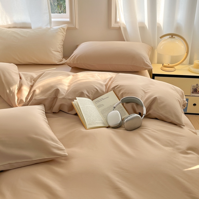 91家纺网 家纺一手货源 找家纺 耀悦家纺 2026春夏新款60支纯棉四件套长绒棉全棉纯棉四件套床单被套枕套 复古咖