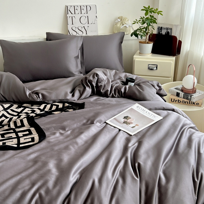 91家纺网 家纺一手货源 找家纺 耀悦家纺 2026春夏新款60支纯棉四件套长绒棉全棉纯棉四件套床单被套枕套 帝都灰