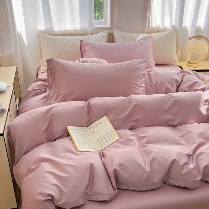 91家纺网 家纺一手货源 找家纺 耀悦家纺 2026春夏新款60支纯棉四件套长绒棉全棉纯棉四件套床单被套枕套 优雅紫