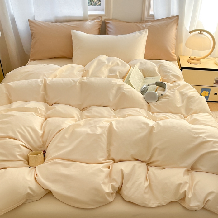 91家纺网 家纺一手货源 找家纺 耀悦家纺 2026春夏新款60支纯棉四件套长绒棉全棉纯棉四件套床单被套枕套 暖阳黄