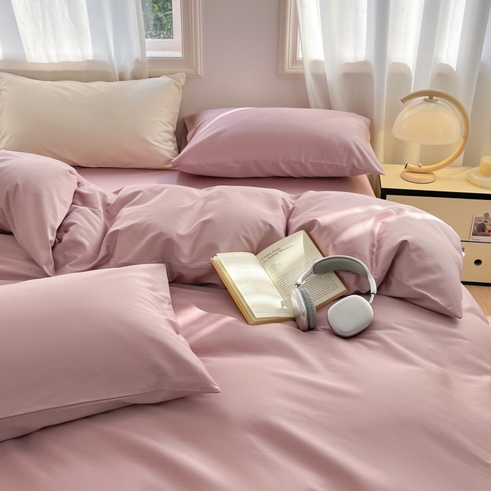 91家纺网 家纺一手货源 找家纺 耀悦家纺 2026春夏新款60支纯棉四件套长绒棉全棉纯棉四件套床单被套枕套 优雅紫