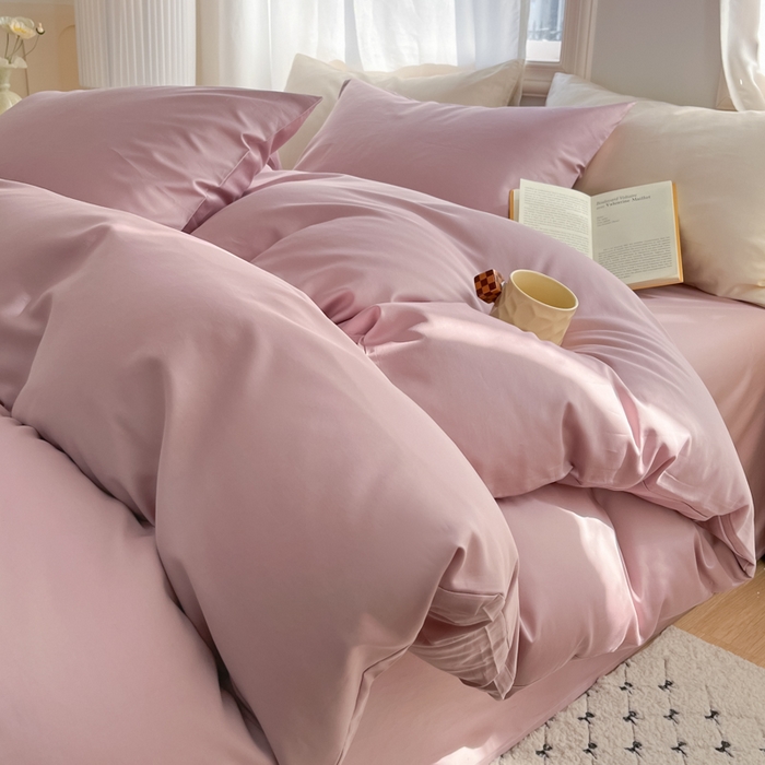 91家纺网 家纺一手货源 找家纺 耀悦家纺 2026春夏新款60支纯棉四件套长绒棉全棉纯棉四件套床单被套枕套 优雅紫