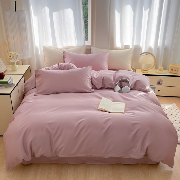 91家纺网 家纺一手货源 找家纺 耀悦家纺 2026春夏新款60支纯棉四件套长绒棉全棉纯棉四件套床单被套枕套 优雅紫