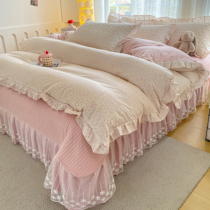 艺慕家纺 2026新款AB版床盖四件套 AB版-粉黛庄园