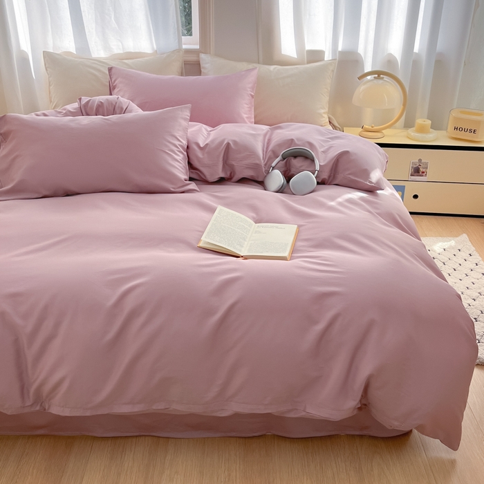 91家纺网 家纺一手货源 找家纺 耀悦家纺 2026春夏新款60支纯棉四件套长绒棉全棉纯棉四件套床单被套枕套 优雅紫