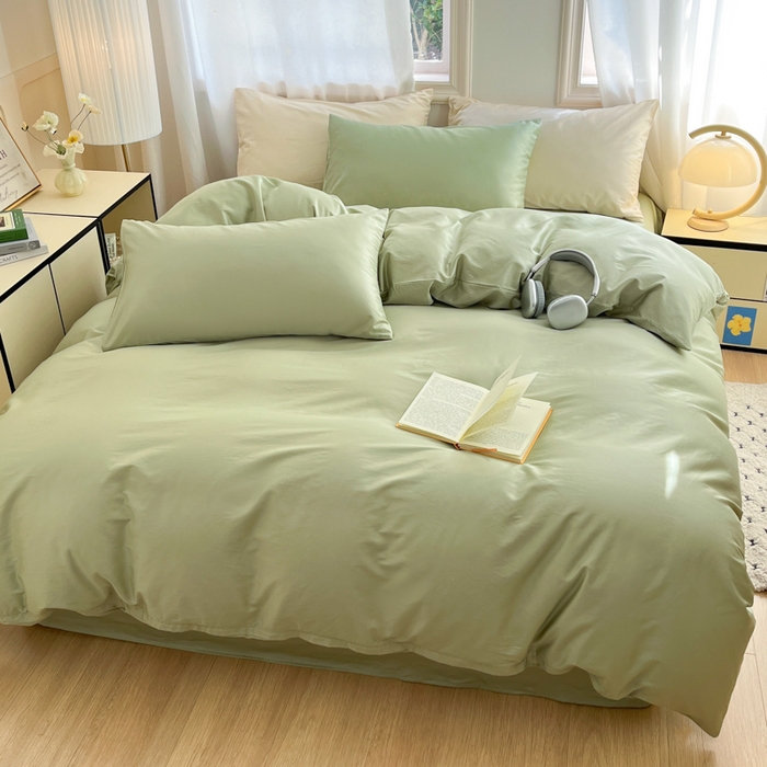 91家纺网 家纺一手货源 找家纺 耀悦家纺 2026春夏新款60支纯棉四件套长绒棉全棉纯棉四件套床单被套枕套 薄荷绿