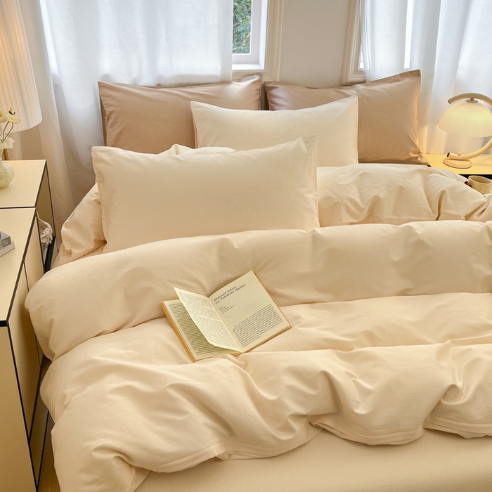 91家纺网 家纺一手货源 找家纺 耀悦家纺 2026春夏新款60支纯棉四件套长绒棉全棉纯棉四件套床单被套枕套 暖阳黄