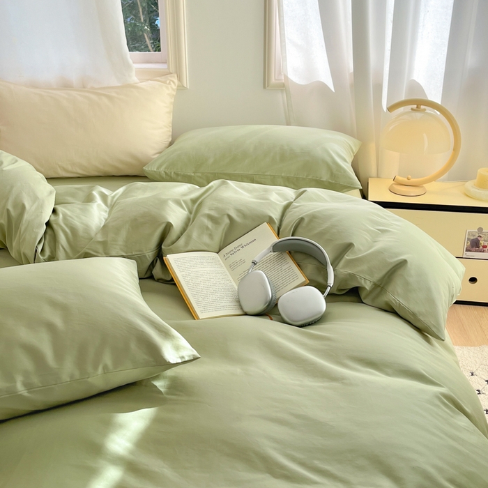 91家纺网 家纺一手货源 找家纺 耀悦家纺 2026春夏新款60支纯棉四件套长绒棉全棉纯棉四件套床单被套枕套 薄荷绿