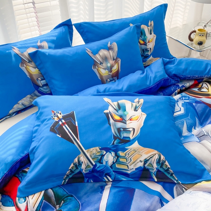 91家纺网 家纺一手货源 找家纺 一电 2026新款卡通被套单件被罩男女儿童学生宿舍单人被单男孩卡幼儿园单人被罩-1.磨毛被套 奥特家族