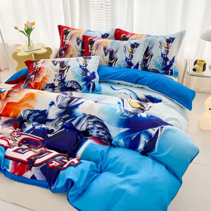 91家纺网 家纺一手货源 找家纺 一电 2026新款卡通被套单件被罩男女儿童学生宿舍单人被单男孩卡幼儿园单人被罩-1.磨毛被套 星星奥特曼