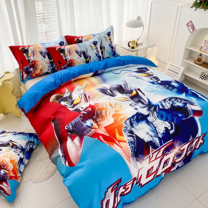 91家纺网 家纺一手货源 找家纺 一电 2026新款卡通被套单件被罩男女儿童学生宿舍单人被单男孩卡幼儿园单人被罩-1.磨毛被套 星星奥特曼