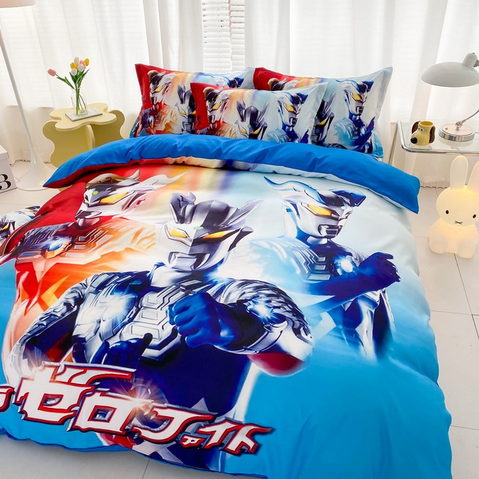 91家纺网 家纺一手货源 找家纺 一电 2026新款卡通被套单件被罩男女儿童学生宿舍单人被单男孩卡幼儿园单人被罩-1.磨毛被套 星星奥特曼