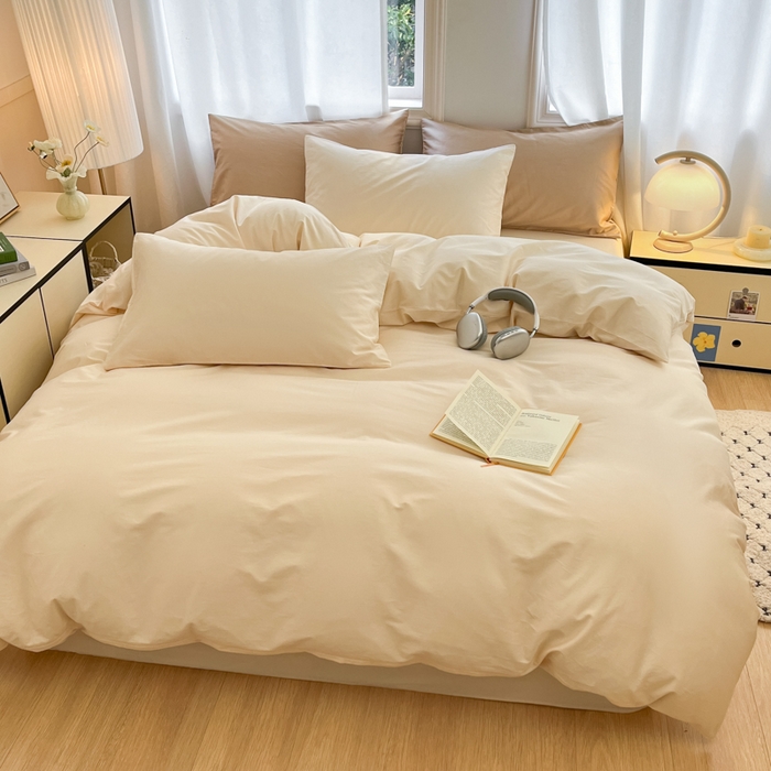 91家纺网 家纺一手货源 找家纺 耀悦家纺 2026春夏新款60支纯棉四件套长绒棉全棉纯棉四件套床单被套枕套 暖阳黄