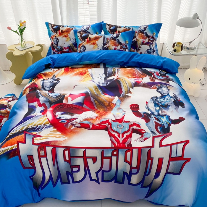 91家纺网 家纺一手货源 找家纺 一电 2026新款卡通被套单件被罩男女儿童学生宿舍单人被单男孩卡幼儿园单人被罩-1.磨毛被套 闪电奥特曼