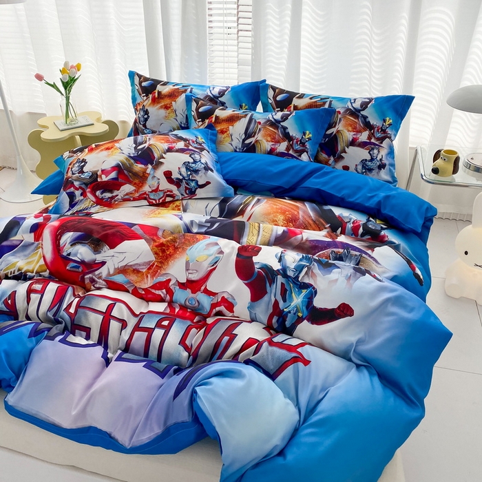 91家纺网 家纺一手货源 找家纺 一电 2026新款卡通被套单件被罩男女儿童学生宿舍单人被单男孩卡幼儿园单人被罩-1.磨毛被套 闪电奥特曼