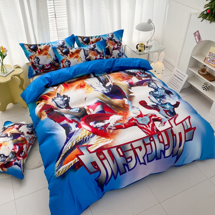 91家纺网 家纺一手货源 找家纺 一电 2026新款卡通被套单件被罩男女儿童学生宿舍单人被单男孩卡幼儿园单人被罩-1.磨毛被套 闪电奥特曼