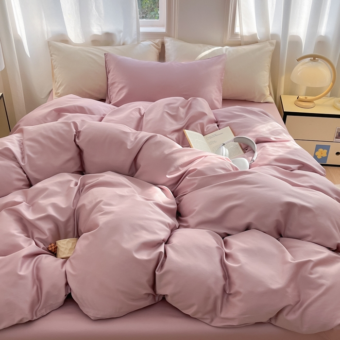 91家纺网 家纺一手货源 找家纺 耀悦家纺 2026春夏新款60支纯棉四件套长绒棉全棉纯棉四件套床单被套枕套 优雅紫