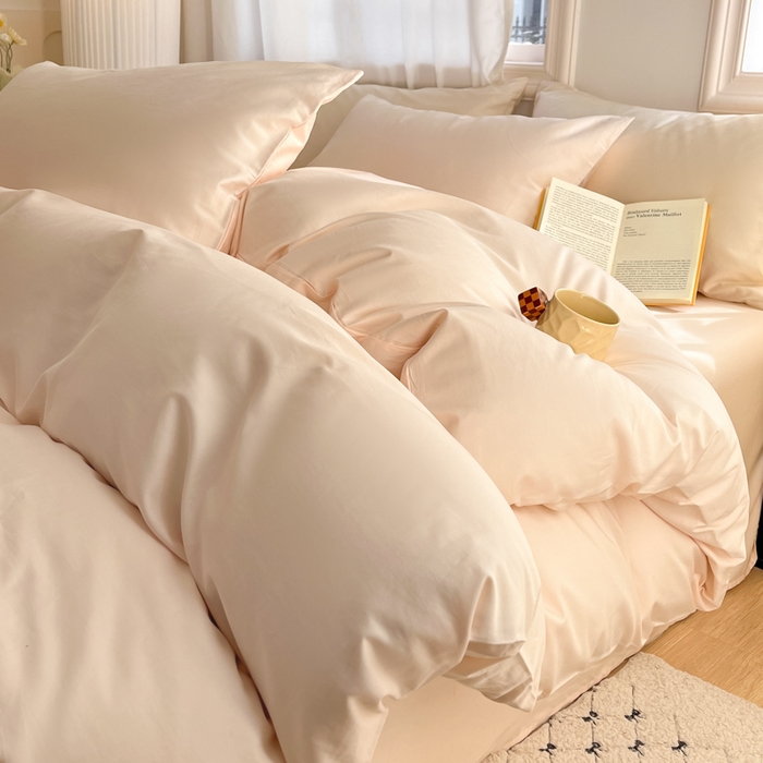 耀悦家纺 2026春夏新款60支纯棉四件套长绒棉全棉纯棉四件套床单被套枕套 灵动白桃