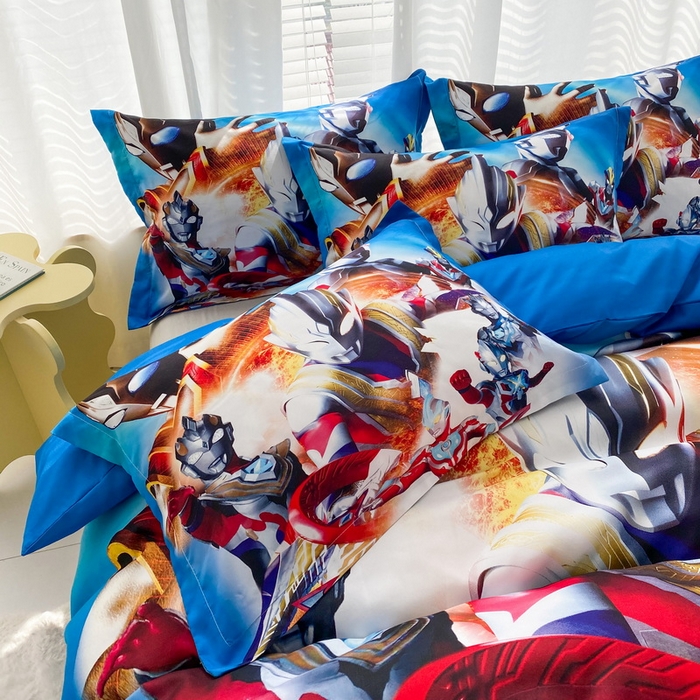 91家纺网 家纺一手货源 找家纺 一电 2026新款卡通被套单件被罩男女儿童学生宿舍单人被单男孩卡幼儿园单人被罩-1.磨毛被套 闪电奥特曼