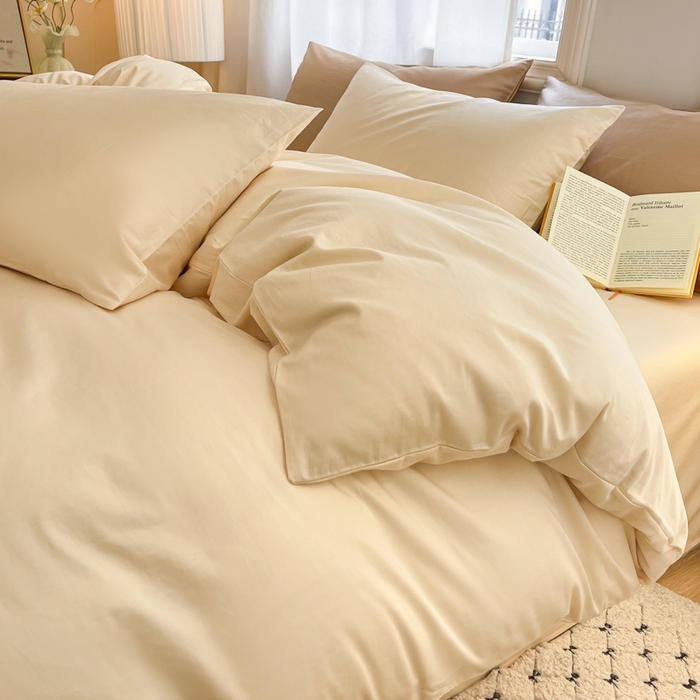 91家纺网 家纺一手货源 找家纺 耀悦家纺 2026春夏新款60支纯棉四件套长绒棉全棉纯棉四件套床单被套枕套 暖阳黄