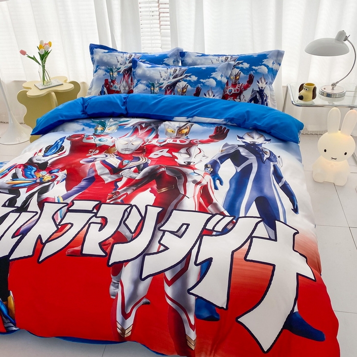 91家纺网 家纺一手货源 找家纺 一电 2026新款卡通被套单件被罩男女儿童学生宿舍单人被单男孩卡幼儿园单人被罩-1.磨毛被套 帅气奥特曼