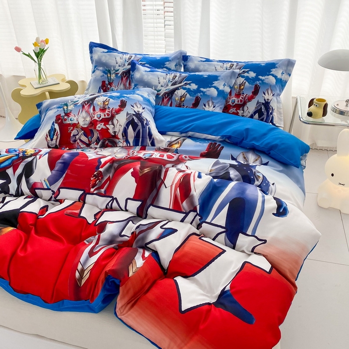 91家纺网 家纺一手货源 找家纺 一电 2026新款卡通被套单件被罩男女儿童学生宿舍单人被单男孩卡幼儿园单人被罩-1.磨毛被套 帅气奥特曼