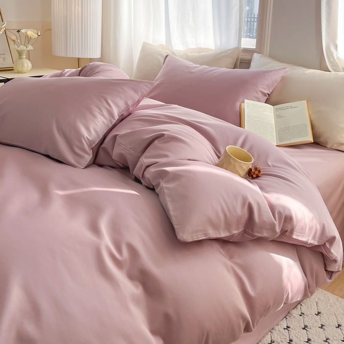 91家纺网 家纺一手货源 找家纺 耀悦家纺 2026春夏新款60支纯棉四件套长绒棉全棉纯棉四件套床单被套枕套 优雅紫