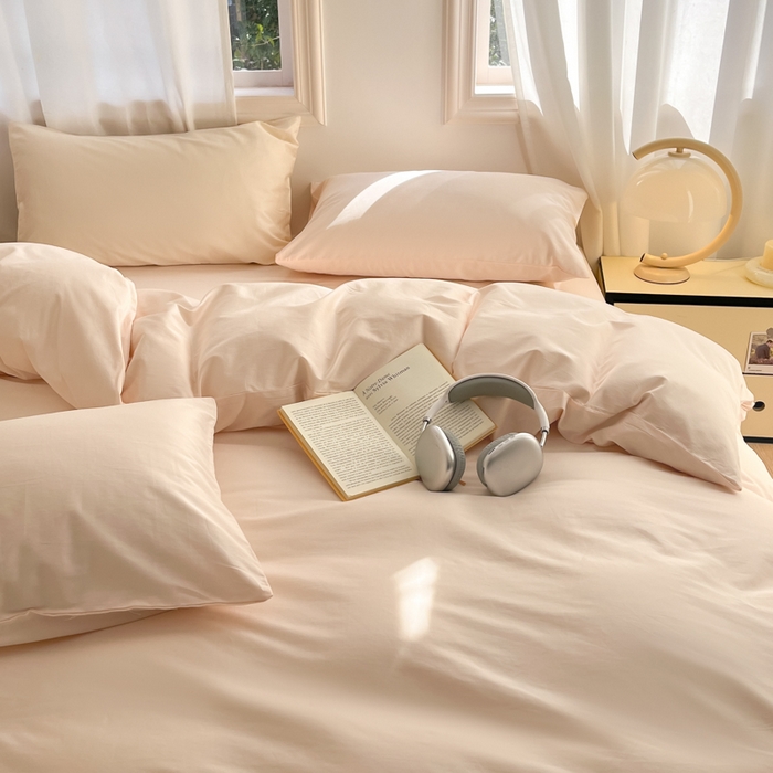 91家纺网 家纺一手货源 找家纺 耀悦家纺 2026春夏新款60支纯棉四件套长绒棉全棉纯棉四件套床单被套枕套 灵动白桃