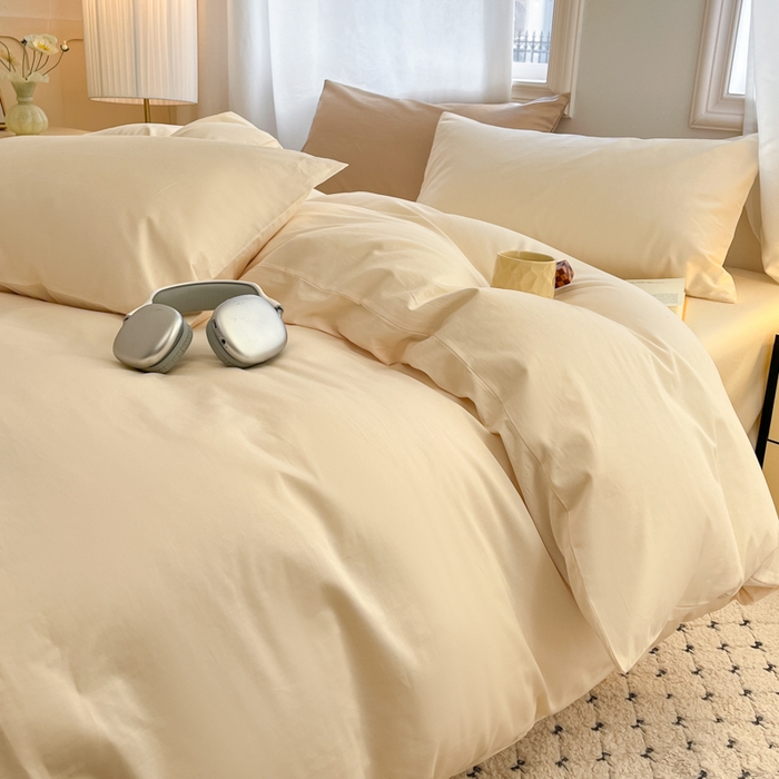 91家纺网 家纺一手货源 找家纺 耀悦家纺 2026春夏新款60支纯棉四件套长绒棉全棉纯棉四件套床单被套枕套 暖阳黄