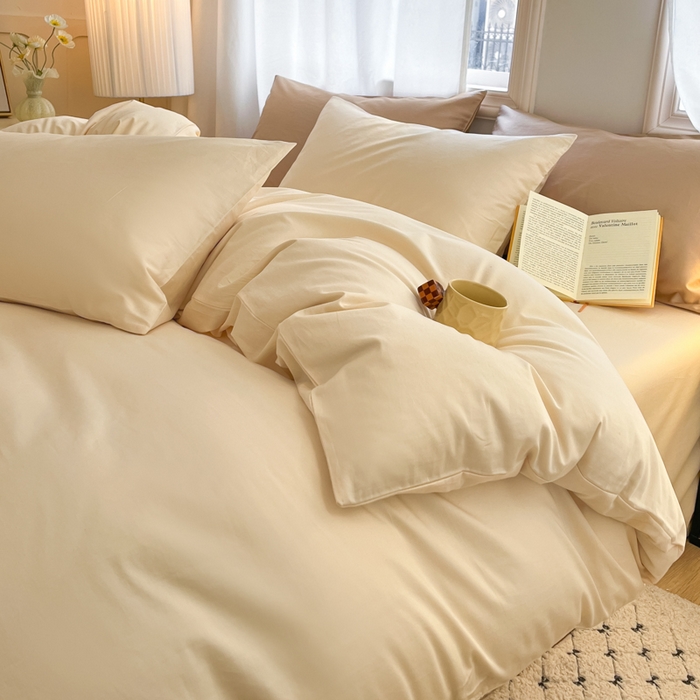 91家纺网 家纺一手货源 找家纺 耀悦家纺 2026春夏新款60支纯棉四件套长绒棉全棉纯棉四件套床单被套枕套 暖阳黄