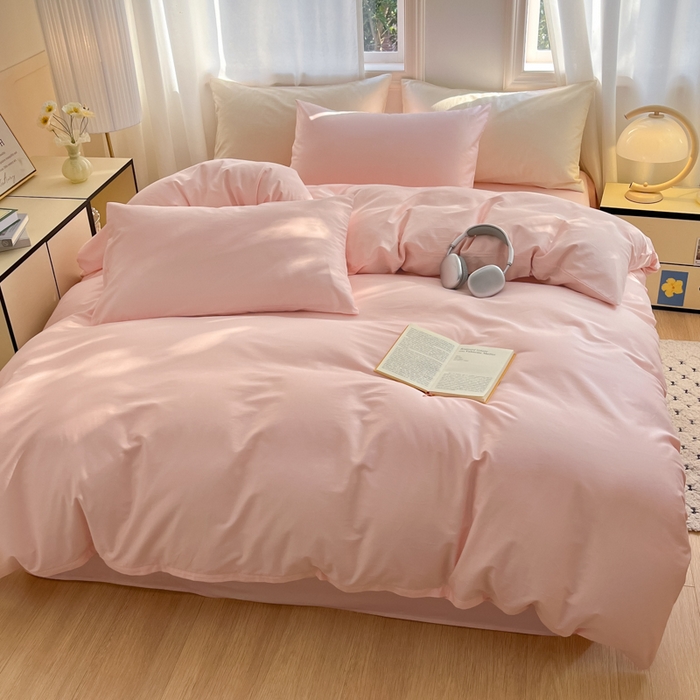 91家纺网 家纺一手货源 找家纺 耀悦家纺 2026春夏新款60支纯棉四件套长绒棉全棉纯棉四件套床单被套枕套 少女粉