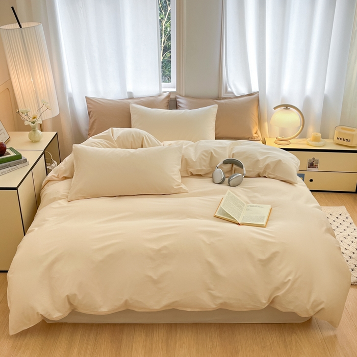 91家纺网 家纺一手货源 找家纺 耀悦家纺 2026春夏新款60支纯棉四件套长绒棉全棉纯棉四件套床单被套枕套 暖阳黄