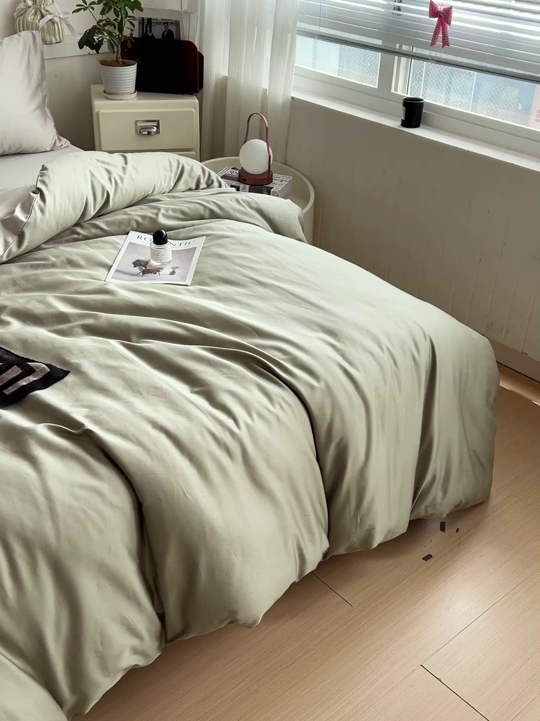 91家纺网 家纺一手货源 找家纺 耀悦家纺 2026春夏新款60支纯棉四件套长绒棉全棉纯棉四件套床单被套枕套 沙茶绿+古典灰