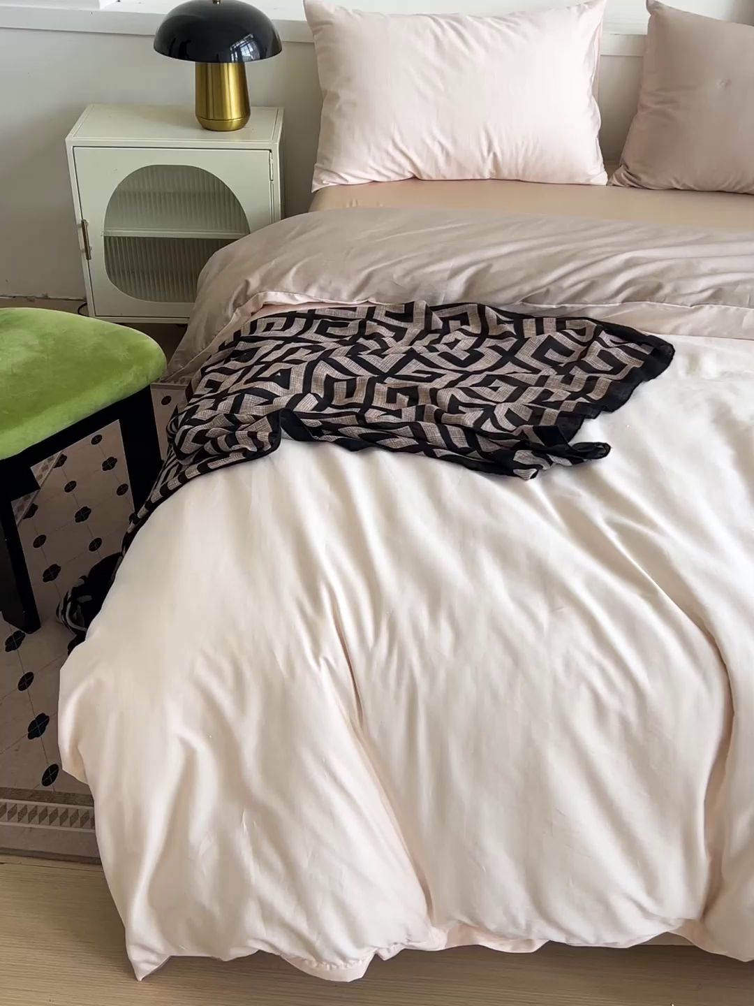 91家纺网 家纺一手货源 找家纺 耀悦家纺 2026春夏新款60支纯棉四件套长绒棉全棉纯棉四件套床单被套枕套 灵动白桃+复古咖