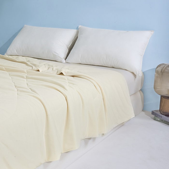 91家纺网 家纺一手货源 找家纺 库里梦家纺 2026春夏新款网红直播爆款A类锦氨深海水藻凉感被夏凉被空调被 奶油黄