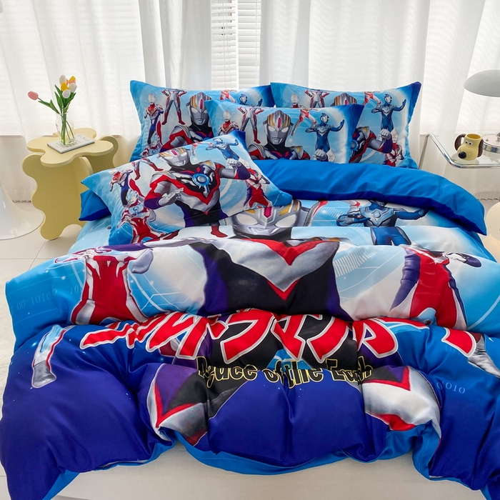 91家纺网 家纺一手货源 找家纺 一电 2026新款卡通被套单件被罩男女儿童学生宿舍单人被单男孩卡幼儿园单人被罩-1.磨毛被套 奥特曼战队