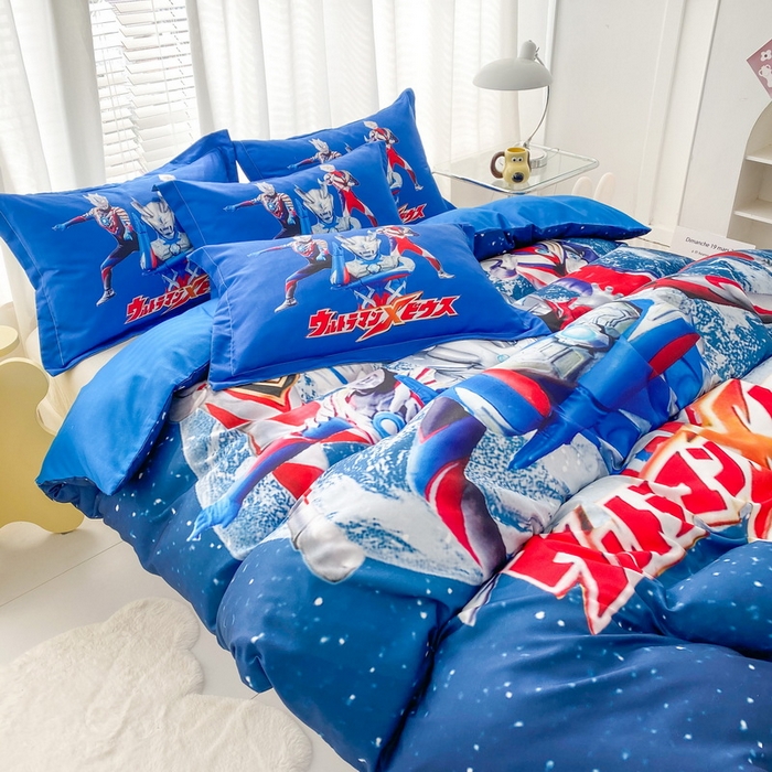 91家纺网 家纺一手货源 找家纺 一电 2026新款卡通被套单件被罩男女儿童学生宿舍单人被单男孩卡幼儿园单人被罩-1.磨毛被套 奥特警卫队