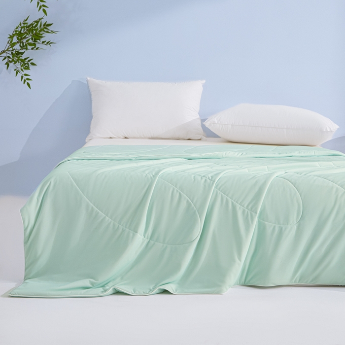 91家纺网 家纺一手货源 找家纺 库里梦家纺 2026春夏新款网红直播爆款A类锦氨深海水藻凉感被夏凉被空调被 水波绿