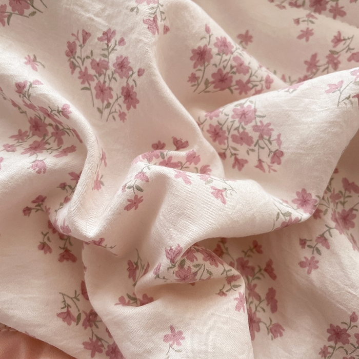 91家纺网 家纺一手货源 找家纺 艺慕家纺 2026新款直播热款古法仿棉AB版水洗棉印花双层蕾丝花边床盖四件套 AB版-粉色樱花