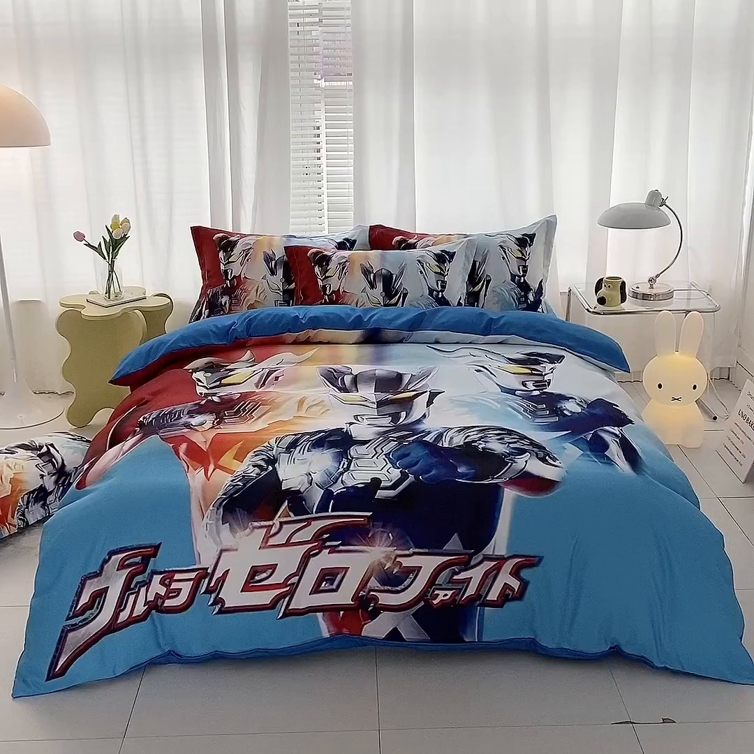 91家纺网 家纺一手货源 找家纺 一电 2026新款卡通被套单件被罩男女儿童学生宿舍单人被单男孩卡幼儿园单人被罩-1.磨毛被套 星星奥特曼