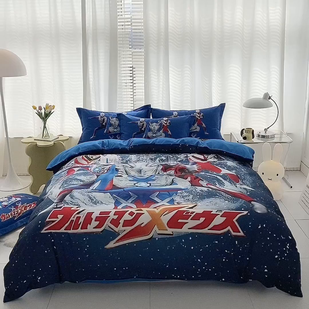 91家纺网 家纺一手货源 找家纺 一电 2026新款卡通被套单件被罩男女儿童学生宿舍单人被单男孩卡幼儿园单人被罩-1.磨毛被套 奥特警卫队